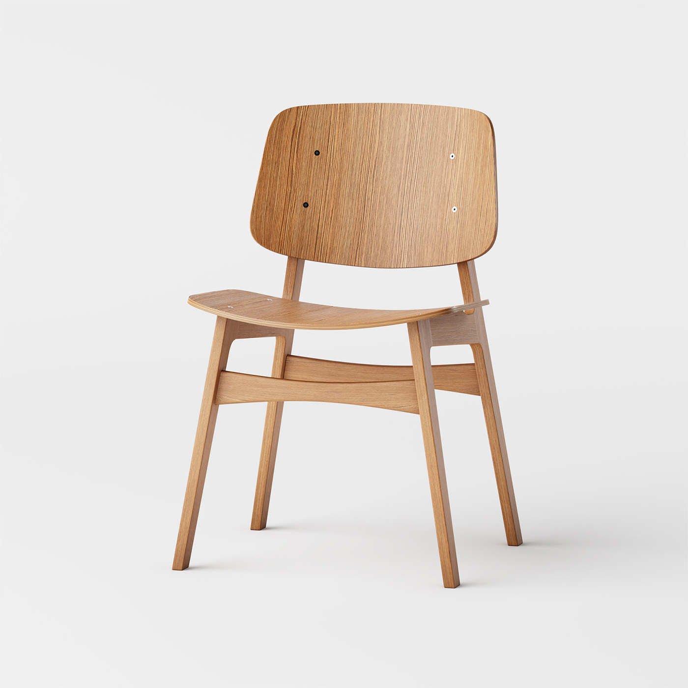 Side view of a rendered wooden chair